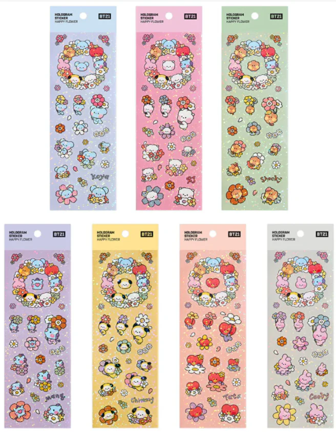 BT21 HOLOGRAM STICKER [HAPPY FLOWER]