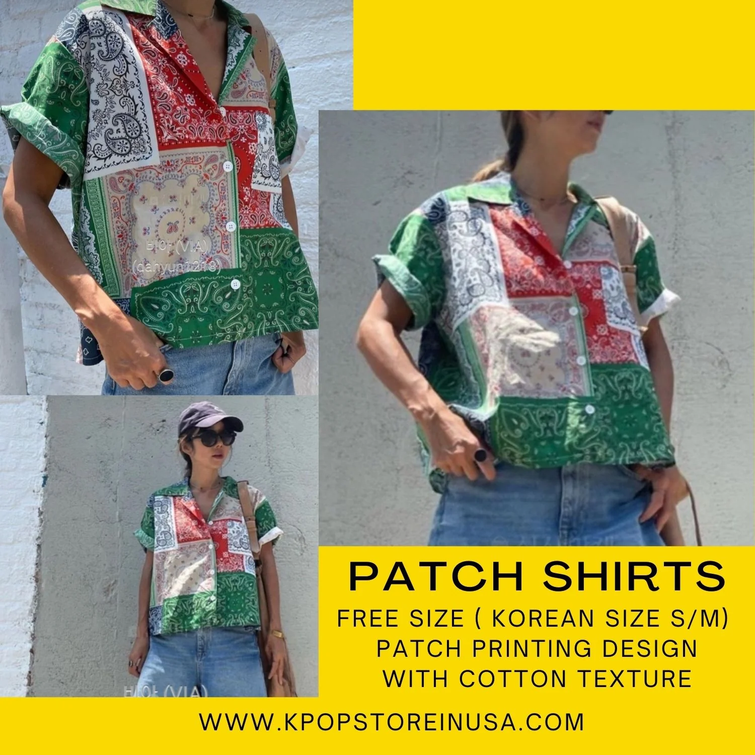 K.fashion - Patch shirts ( IMPORT KOREA) FREE SIZE - RED