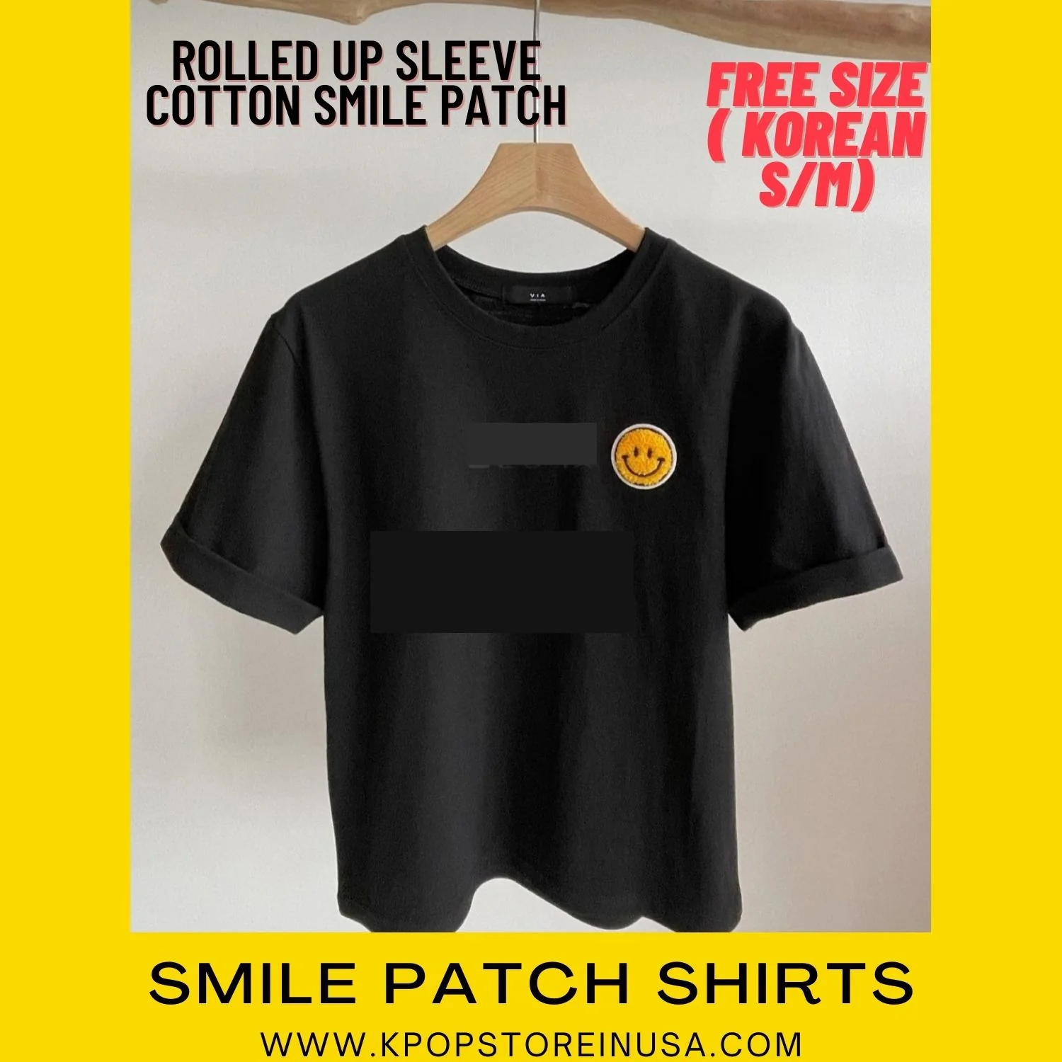 K.fashion - SMILE PATCH SHIRTS ( IMPORT KOREA) FREE SIZE - B-W